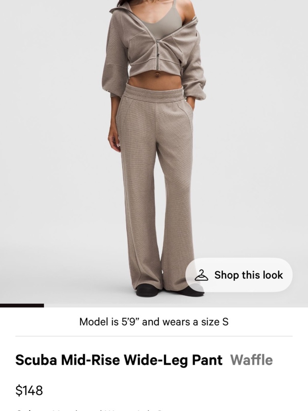 lululemon athletica Waffle Taupe Mid-Rise Wide-Leg Pants